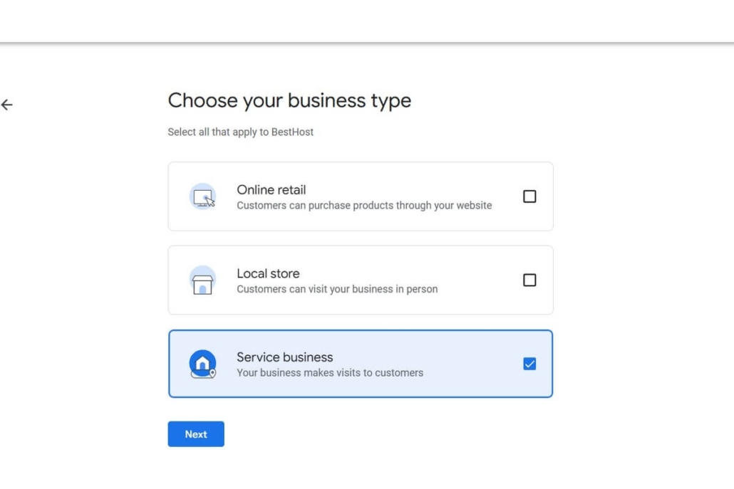 Choose A Business Type