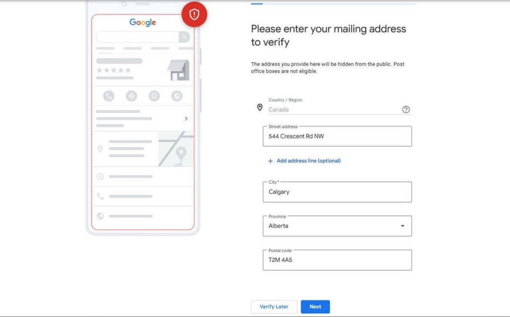 Add Your Address For Verification