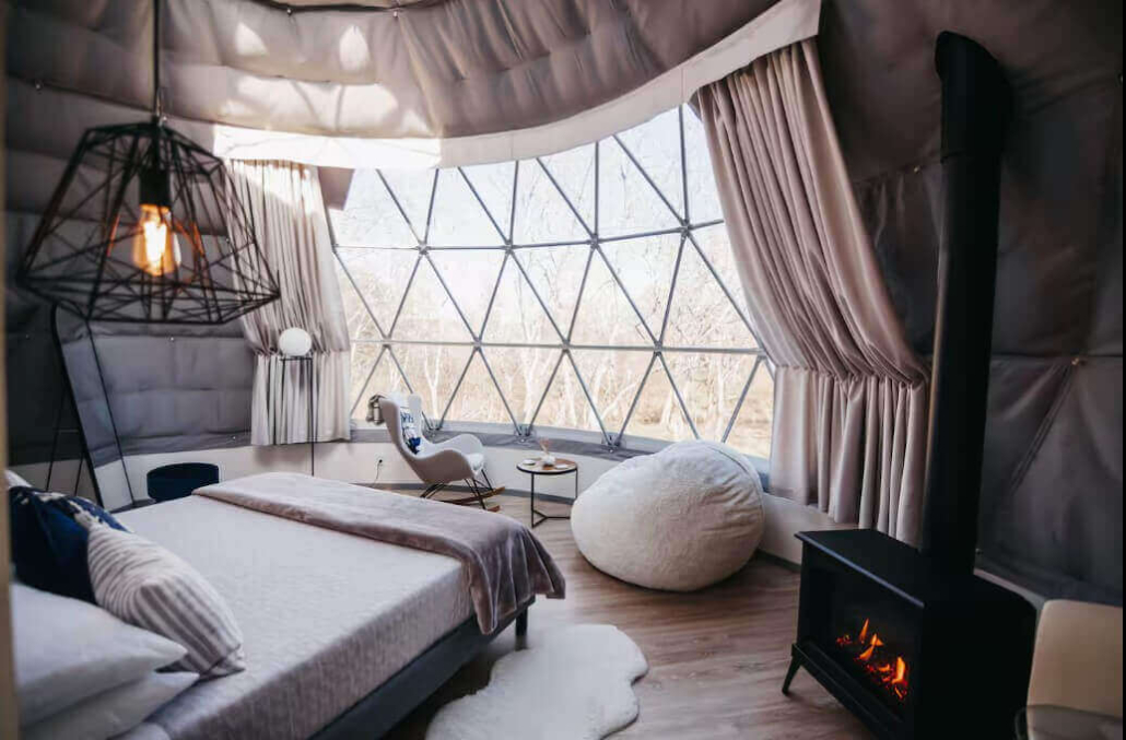 Luxurious Geodesic Dome with Wood-Fired Hot Tub